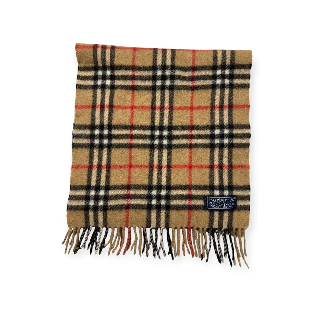 🔴 Vintage Burberrys Scarf Nova Check 100% Cashmere Camel